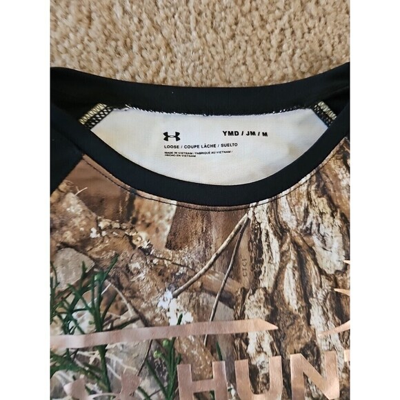 Under Armour Foil Logo hunting T-shirt youth MEDIUM Reel Tree Edge NEW $38 - Picture 5 of 6